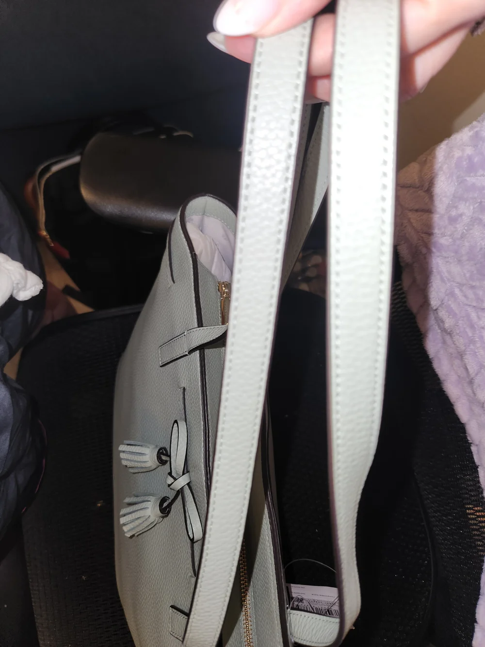 Kate Spade New York Mint Green Leather Tote Bag with Tassel- NWT - Picture 7 of 15